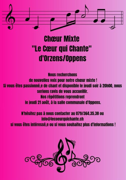 Flyer des soirées 2024 Affiche des soirées du Coeur qui chante en 2024, par Frédéric Burkhard